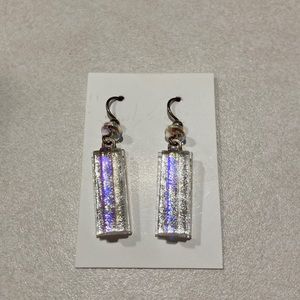 Iridescent white glass earrings